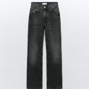 Zara Black High Waisted Straight Leg Jeans